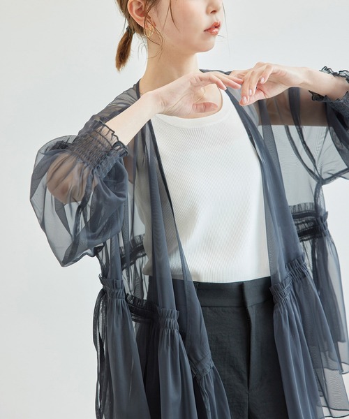 ROPE' PICNIC(ロペピクニック)の「チュールカシュクールカーディガン(カーディガン/ボレロ・レディース・チャコールグレー/キナリ・38)」の7枚目の写真