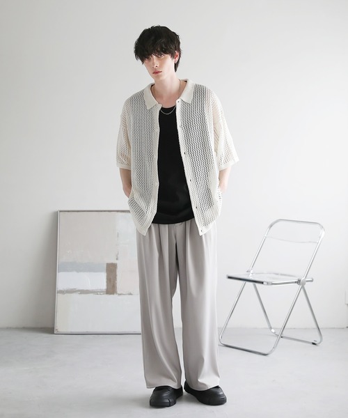 3way mesh/cotton combination layered tank top(2枚セット