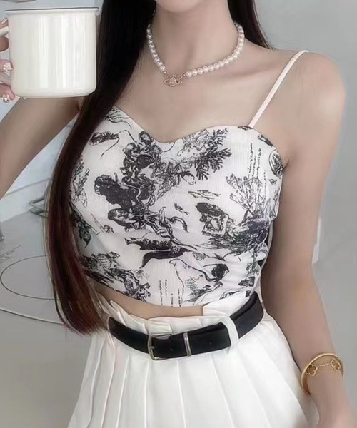 Lace Ladies(レースレディース)の「シーデザイン ハートネック カップ付き ギャザー キャミソール(キャミソール・レディース・ブルー/ブラック/ホワイト・FREE)」の2枚目の写真