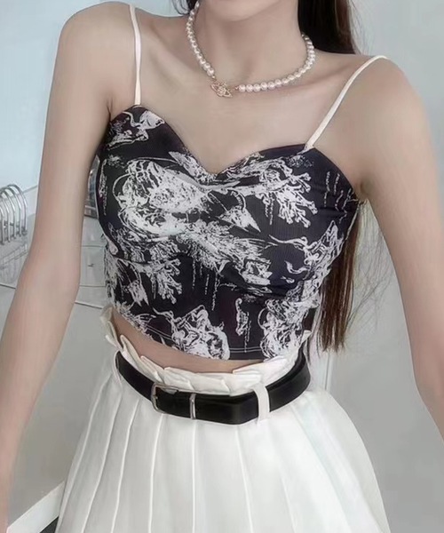 Lace Ladies(レースレディース)の「シーデザイン ハートネック カップ付き ギャザー キャミソール(キャミソール・レディース・ブルー/ブラック/ホワイト・FREE)」の4枚目の写真
