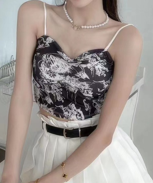 Lace Ladies(レースレディース)の「シーデザイン ハートネック カップ付き ギャザー キャミソール(キャミソール・レディース・ブルー/ブラック/ホワイト・FREE)」の5枚目の写真