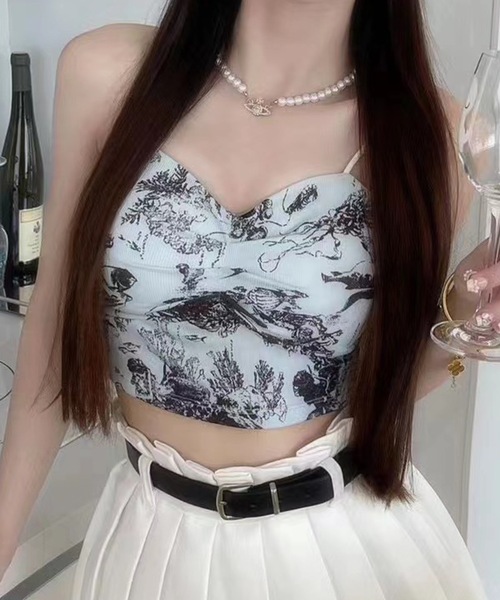Lace Ladies(レースレディース)の「シーデザイン ハートネック カップ付き ギャザー キャミソール(キャミソール・レディース・ブルー/ブラック/ホワイト・FREE)」の8枚目の写真