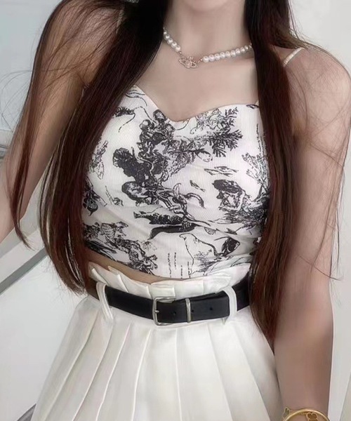Lace Ladies(レースレディース)の「シーデザイン ハートネック カップ付き ギャザー キャミソール(キャミソール・レディース・ブルー/ブラック/ホワイト・FREE)」の13枚目の写真