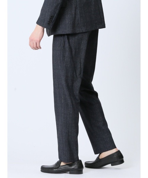 TAKA-Q（タカキュー）の「タカキュー TechCool ノータックビジネスパンツ チェック紺(セットアップ可能)（スーツパンツ・メンズ・ネイビー・X-LARGE/S/MEDIUM/LARGE/3L）」の4枚目の写真