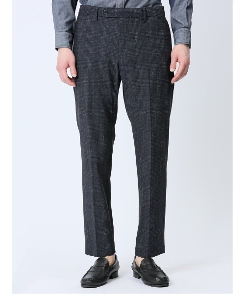 TAKA-Q（タカキュー）の「タカキュー TechCool ノータックビジネスパンツ チェック紺(セットアップ可能)（スーツパンツ・メンズ・ネイビー・X-LARGE/S/MEDIUM/LARGE/3L）」の7枚目の写真