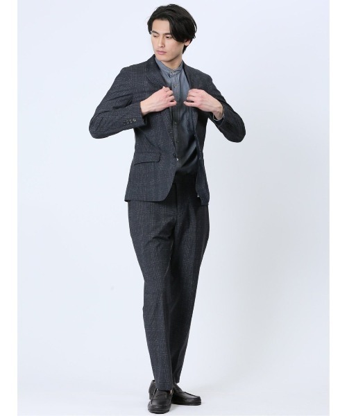 TAKA-Q（タカキュー）の「タカキュー TechCool ノータックビジネスパンツ チェック紺(セットアップ可能)（スーツパンツ・メンズ・ネイビー・X-LARGE/S/MEDIUM/LARGE/3L）」の3枚目の写真