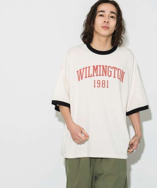 WEGO（ウィゴー）の「WEGO/グラフィックリンガーBIG T（Tシャツ/カットソー・メンズ・ライトグレー/ホワイト/オフホワイト・LARGE/MEDIUM）」の2枚目の写真