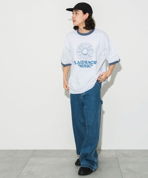 WEGO（ウィゴー）の「WEGO/グラフィックリンガーBIG T（Tシャツ/カットソー・メンズ・ライトグレー/ホワイト/オフホワイト・LARGE/MEDIUM）」の18枚目の写真