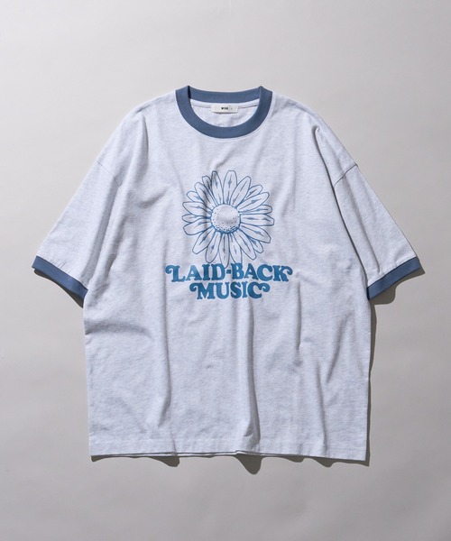 WEGO（ウィゴー）の「WEGO/グラフィックリンガーBIG T（Tシャツ/カットソー・メンズ・ライトグレー/ホワイト/オフホワイト・LARGE/MEDIUM）」の7枚目の写真