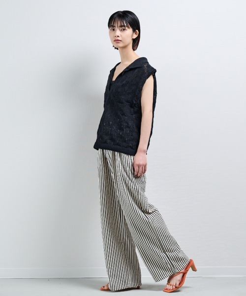 MERLOT（メルロー）の「透かし編みポロベスト（ポロシャツ・レディース・ブラック/ナチュラル・FREE）」の17枚目の写真