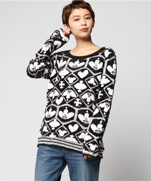 Desigual（デシグアル）の「「Desigual/デシグアル」カラフルもこもこニット（ニット/セーター・レディース・ネイビー/ブラック・SMALL/LARGE/X-LARGE/MEDIUM）」の2枚目の写真