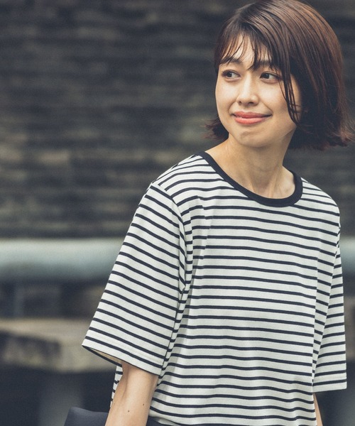 studio CLIP（スタディオクリップ）の「【イージーケア/接触冷感/部屋干し菌抑制】USAコットン選べるTシャツ（Tシャツ/カットソー・レディース・ブラック/オフホワイト/その他4/その他1/その他2/その他3/ベージュ/ライトグリーン/その他5/その他6・MEDIUM/LARGE）」の5枚目の写真