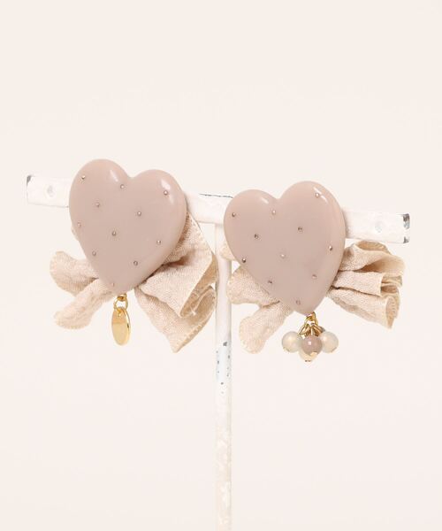 tone(トーン)の「【miuland】Heart Ribbon(MA)(ピアス(両耳用)・レディース・パープル/ピンク/ブルー/ブラウン・FREE)」の1枚目の写真