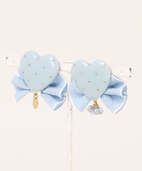 tone(トーン)の「【miuland】Heart Ribbon(MA)(ピアス(両耳用)・レディース・パープル/ピンク/ブルー/ブラウン・FREE)」の2枚目の写真