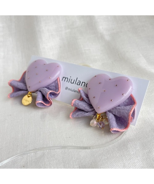 tone(トーン)の「【miuland】Heart Ribbon(MA)(ピアス(両耳用)・レディース・パープル/ピンク/ブルー/ブラウン・FREE)」の3枚目の写真
