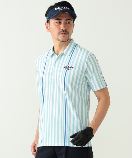 BEAMS GOLF（ビームスゴルフ）の「【UVカット/吸水速乾性】BEAMS GOLF PURPLE LABEL / マルチストライプ ポロシャツ（ポロシャツ・メンズ・サックスブルー/ベージュ・S/M/L/XL）」の2枚目の写真