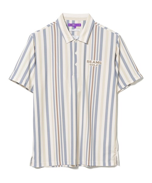 BEAMS GOLF（ビームスゴルフ）の「【UVカット/吸水速乾性】BEAMS GOLF PURPLE LABEL / マルチストライプ ポロシャツ（ポロシャツ・メンズ・サックスブルー/ベージュ・S/M/L/XL）」の20枚目の写真