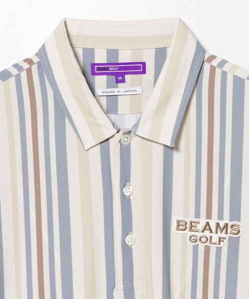 BEAMS GOLF（ビームスゴルフ）の「【UVカット/吸水速乾性】BEAMS GOLF PURPLE LABEL / マルチストライプ ポロシャツ（ポロシャツ・メンズ・サックスブルー/ベージュ・S/M/L/XL）」の9枚目の写真