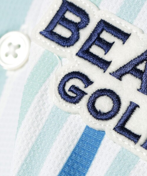 BEAMS GOLF（ビームスゴルフ）の「【UVカット/吸水速乾性】BEAMS GOLF PURPLE LABEL / マルチストライプ ポロシャツ（ポロシャツ・メンズ・サックスブルー/ベージュ・S/M/L/XL）」の4枚目の写真