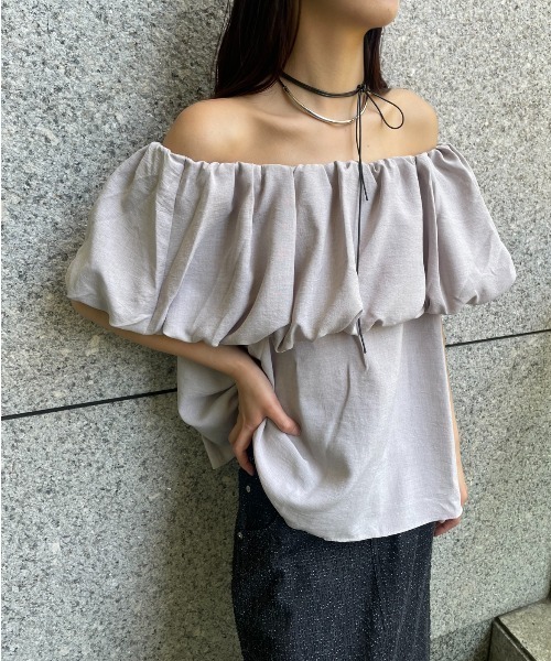 AIC.（エーアイシー）の「2WAYバックリボンオフショルトップス（シャツ/ブラウス・レディース・モカ/チャコールグレー・FREE）」の13枚目の写真