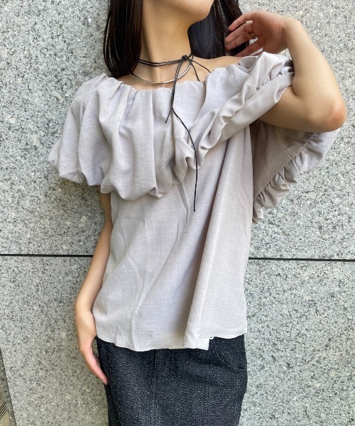 AIC.（エーアイシー）の「2WAYバックリボンオフショルトップス（シャツ/ブラウス・レディース・モカ/チャコールグレー・FREE）」の14枚目の写真