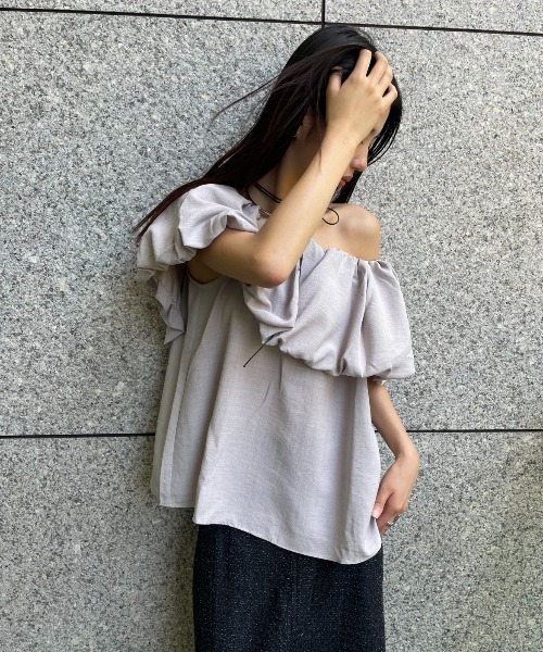 AIC.（エーアイシー）の「2WAYバックリボンオフショルトップス（シャツ/ブラウス・レディース・モカ/チャコールグレー・FREE）」の15枚目の写真