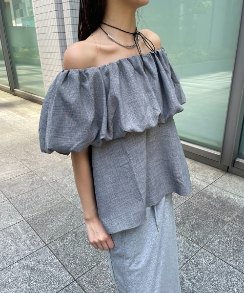 AIC.（エーアイシー）の「2WAYバックリボンオフショルトップス（シャツ/ブラウス・レディース・モカ/チャコールグレー・FREE）」の6枚目の写真