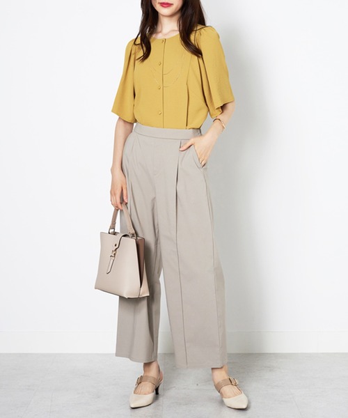 BELLUNA PLUS(ベルーナ)の「麻入りストレッチタックワイドパンツ60丈(その他パンツ・レディース・テラコッタ/ブラック/グレイッシュベージュ/ライラック・SMALL/MEDIUM/LARGE/X-LARGE)」の15枚目の写真