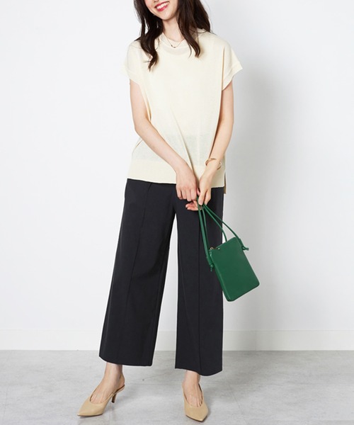 BELLUNA PLUS(ベルーナ)の「麻入りストレッチタックワイドパンツ60丈(その他パンツ・レディース・テラコッタ/ブラック/グレイッシュベージュ/ライラック・SMALL/MEDIUM/LARGE/X-LARGE)」の6枚目の写真