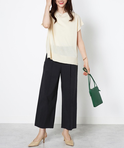 BELLUNA PLUS(ベルーナ)の「麻入りストレッチタックワイドパンツ60丈(その他パンツ・レディース・テラコッタ/ブラック/グレイッシュベージュ/ライラック・SMALL/MEDIUM/LARGE/X-LARGE)」の8枚目の写真
