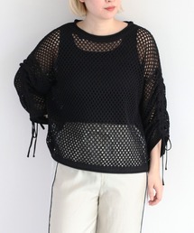 cepo | 袖ギャザーメッシュニット(ニット/セーター)