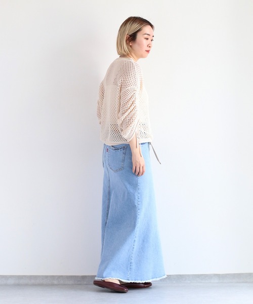 cepo（セポ）の「袖ギャザーメッシュニット（ニット/セーター・レディース・オフホワイト/ベージュ/オレンジ/ブラック・M）」の18枚目の写真