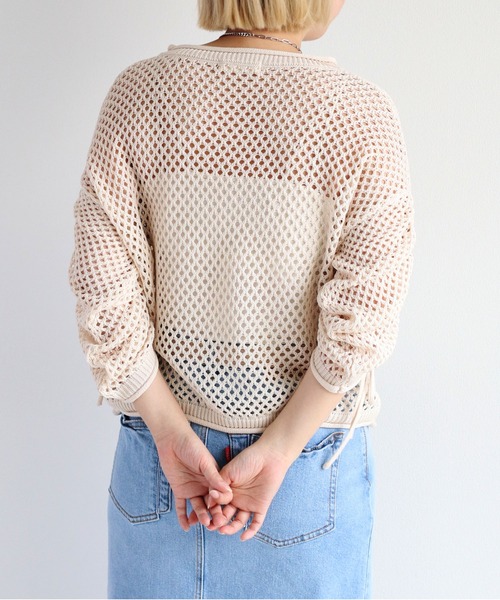 cepo（セポ）の「袖ギャザーメッシュニット（ニット/セーター・レディース・オフホワイト/ベージュ/オレンジ/ブラック・M）」の15枚目の写真