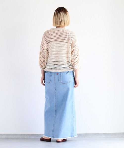 cepo（セポ）の「袖ギャザーメッシュニット（ニット/セーター・レディース・オフホワイト/ベージュ/オレンジ/ブラック・M）」の19枚目の写真