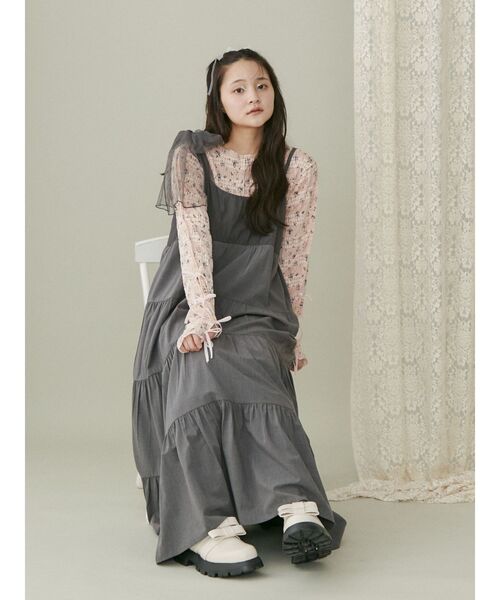 merry jenny（メリージェニー）の「チュールリボンキャミワンピース（ワンピース・レディース・ブラック/ピンク/グレー・FREE）」の15枚目の写真