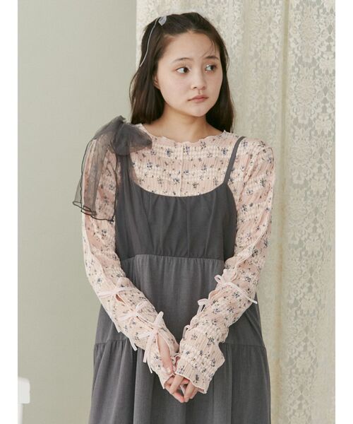 merry jenny（メリージェニー）の「チュールリボンキャミワンピース（ワンピース・レディース・ブラック/ピンク/グレー・FREE）」の16枚目の写真