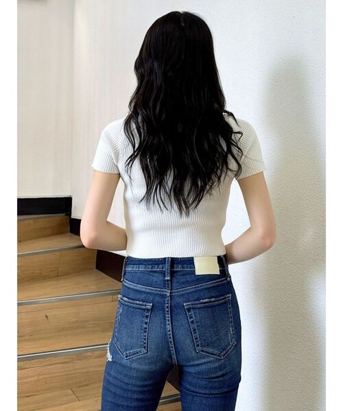 GYDA（ジェイダ）の「ボトルネックリブニットトップス（ニット/セーター・レディース・その他1/オフホワイト/ブラック・FREE）」の6枚目の写真