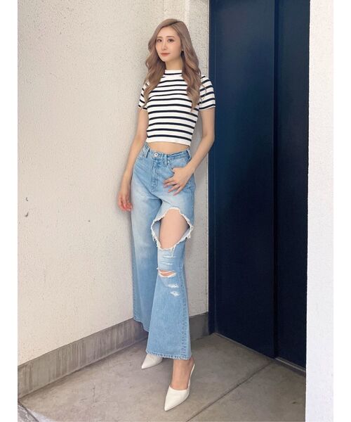 GYDA（ジェイダ）の「ボトルネックリブニットトップス（ニット/セーター・レディース・その他1/オフホワイト/ブラック・FREE）」の12枚目の写真