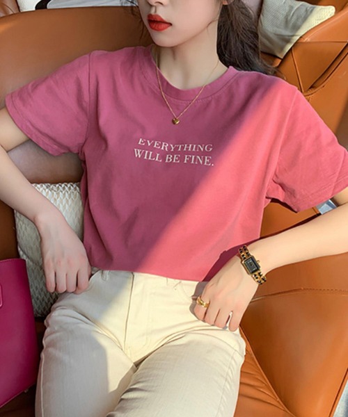 MAISON DE THERESE（メゾン ド テレーズ）の「ビッグサイズクルーネックTシャツ（Tシャツ/カットソー・レディース・ホワイト/ピンク/イエロー・L/M）」の3枚目の写真