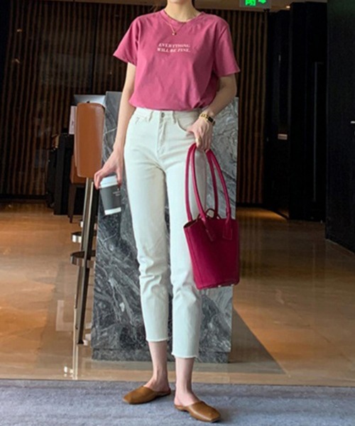 MAISON DE THERESE（メゾン ド テレーズ）の「ビッグサイズクルーネックTシャツ（Tシャツ/カットソー・レディース・ホワイト/ピンク/イエロー・L/M）」の9枚目の写真
