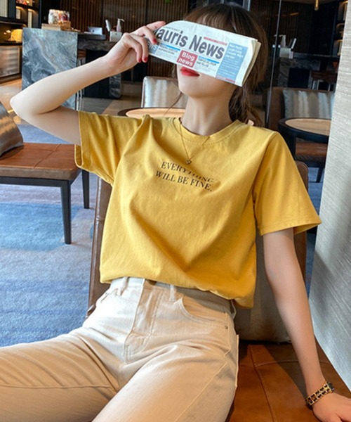 MAISON DE THERESE（メゾン ド テレーズ）の「ビッグサイズクルーネックTシャツ（Tシャツ/カットソー・レディース・ホワイト/ピンク/イエロー・L/M）」の10枚目の写真