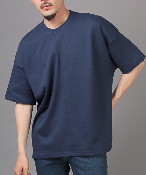 LUXSTYLE(ラグスタイル)の「無地半袖Tシャツ(Tシャツ/カットソー・メンズ・グリーン/ホワイト/スミクロ/オレンジ/ネイビー・FREE)」の4枚目の写真