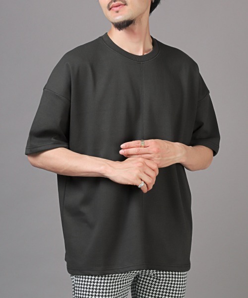 LUXSTYLE(ラグスタイル)の「無地半袖Tシャツ(Tシャツ/カットソー・メンズ・グリーン/ホワイト/スミクロ/オレンジ/ネイビー・FREE)」の3枚目の写真