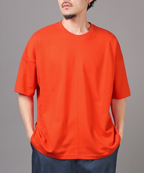LUXSTYLE(ラグスタイル)の「無地半袖Tシャツ(Tシャツ/カットソー・メンズ・グリーン/ホワイト/スミクロ/オレンジ/ネイビー・FREE)」の5枚目の写真