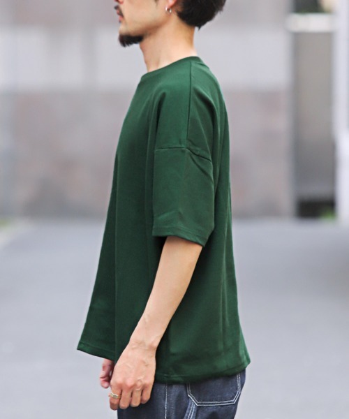 LUXSTYLE(ラグスタイル)の「無地半袖Tシャツ(Tシャツ/カットソー・メンズ・グリーン/ホワイト/スミクロ/オレンジ/ネイビー・FREE)」の7枚目の写真