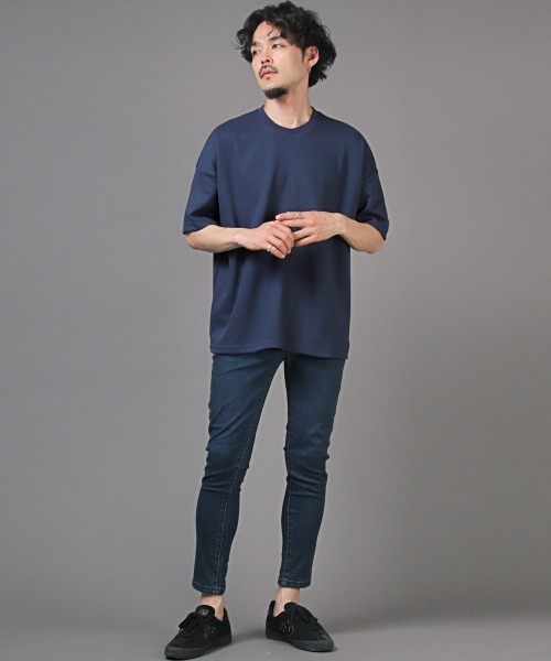 LUXSTYLE(ラグスタイル)の「無地半袖Tシャツ(Tシャツ/カットソー・メンズ・グリーン/ホワイト/スミクロ/オレンジ/ネイビー・FREE)」の11枚目の写真