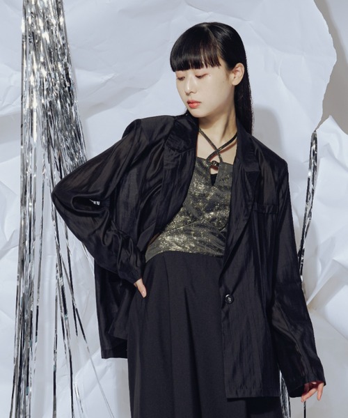 Ezick(エジック)の「Gloss sheer オーバージャケット(テーラードジャケット・レディース・レモンイエロー/ブラック・FREE)」の14枚目の写真