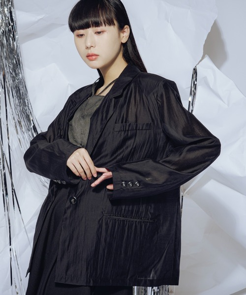 Ezick(エジック)の「Gloss sheer オーバージャケット(テーラードジャケット・レディース・レモンイエロー/ブラック・FREE)」の12枚目の写真