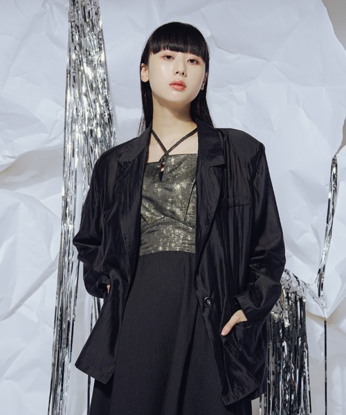 Ezick(エジック)の「Gloss sheer オーバージャケット(テーラードジャケット・レディース・レモンイエロー/ブラック・FREE)」の11枚目の写真