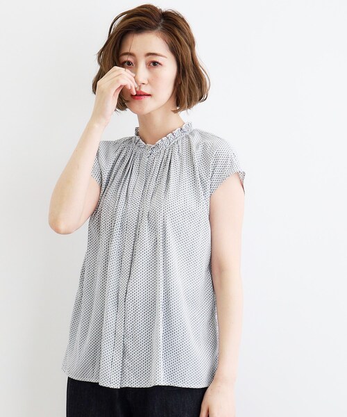 grove（グローブ）の「◆＜ご自宅で洗える＞ヴィンテージサテンフレンチブラウス（シャツ/ブラウス・レディース・ホワイト系7/ホワイト系3/チャコール/ブルーグリーン/オフホワイト・02/03/04/01/05）」の2枚目の写真